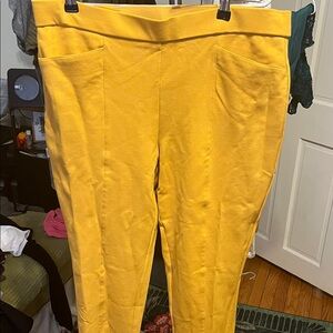 Anne Klein Mustard Yellow Stretch Trousers